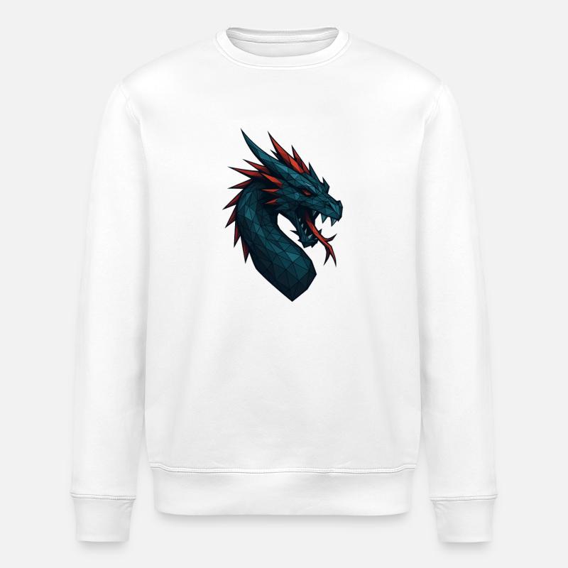 Geometrischer Drachenkopf Blaurot - Stanley/Stella Unisex Bio-Sweatshirt ROLLER - Weiß