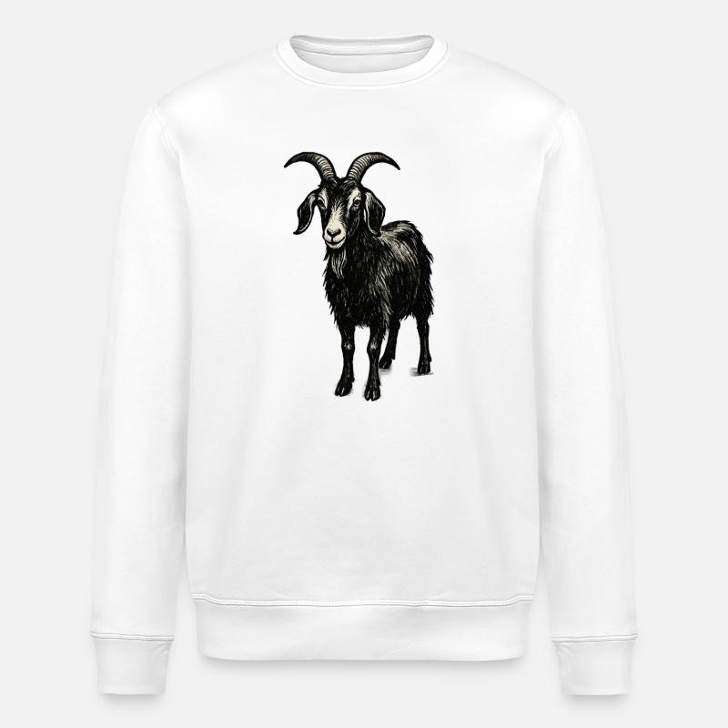 Dunkler Ziegenbock – Mystisches Tiermotiv - Stanley/Stella Unisex Bio-Sweatshirt ROLLER - Weiß