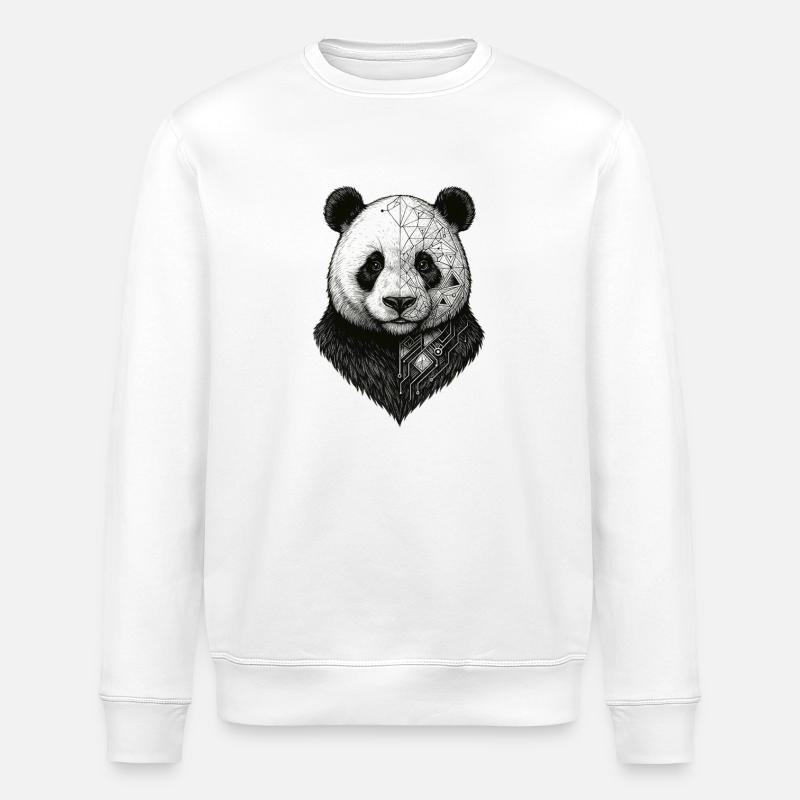 Panda Halb Geometrische Technologie - Stanley/Stella Unisex Bio-Sweatshirt ROLLER - Weiß
