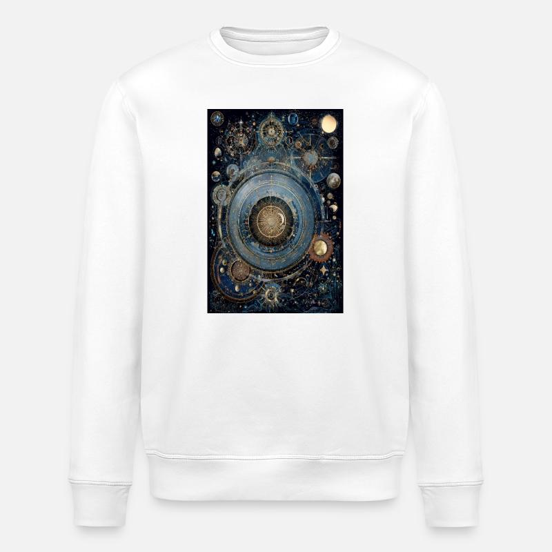 Cosmic Gearwork Clock Nebula - Stanley/Stella ROLLER Unisex Organic Sweatshirt - white