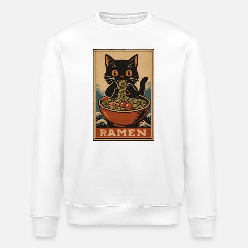 Affiche rétro Ramen Cat, Love Cats - Sweat bio ROLLER Stanley/Stella Unisexe - blanc