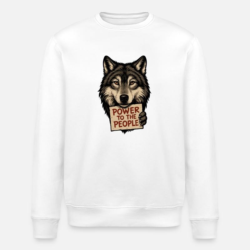 Wolfsymbol: Kraft dem Volk - Stanley/Stella Unisex Bio-Sweatshirt ROLLER - Weiß