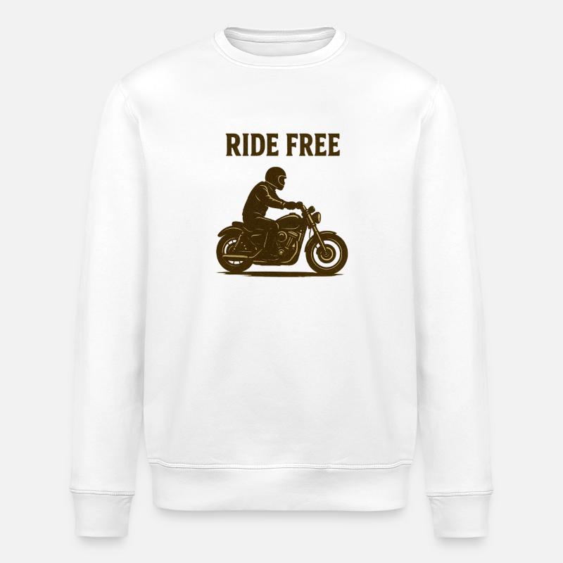 Ride Free Motorrad Silhouette - Stanley/Stella Unisex Bio-Sweatshirt ROLLER - Weiß