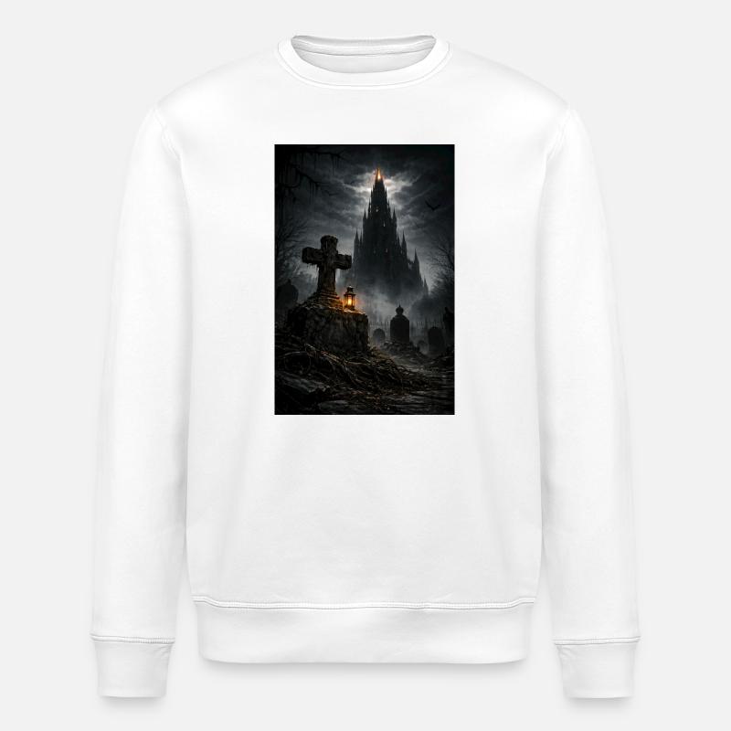 Gothic Schloss im Nebel - Stanley/Stella Unisex Bio-Sweatshirt ROLLER - Weiß