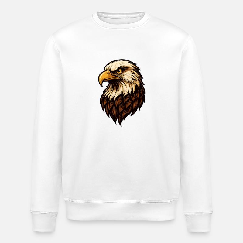 Powerful Eagle Head Illustration - Stanley/Stella ROLLER Unisex Organic Sweatshirt - white