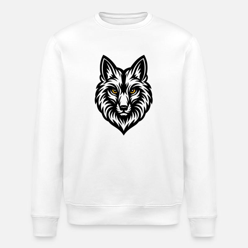 Tête de Loup Noir Blanc - Sweat bio ROLLER Stanley/Stella Unisexe - blanc