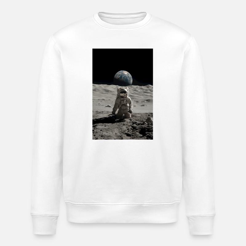 Lunar Explorer: Earthrise Above Moon - Stanley/Stella ROLLER Unisex Organic Sweatshirt - white