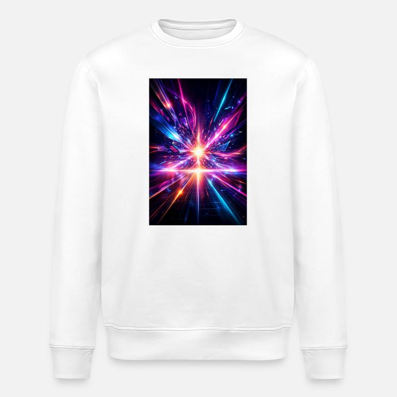 Neonstrahlen Explosion - Stanley/Stella Unisex Bio-Sweatshirt ROLLER - Weiß