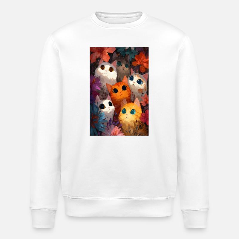 Kaleidoskopischer Katzengarten - Stanley/Stella Unisex Bio-Sweatshirt ROLLER - Weiß