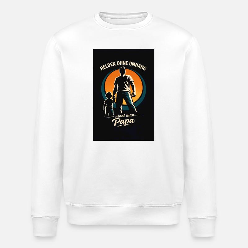 Helden ohne Umhang: Papa - Stanley/Stella Unisex Bio-Sweatshirt ROLLER - Weiß