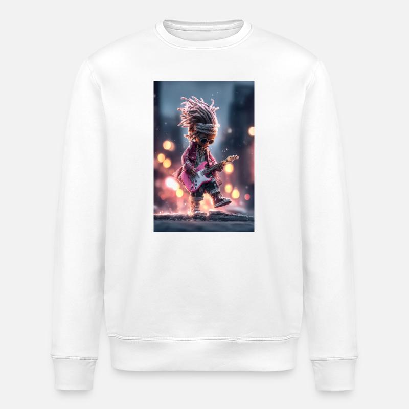 Guitariste Neon Dread avec guitare rose - Sweat bio ROLLER Stanley/Stella Unisexe - blanc