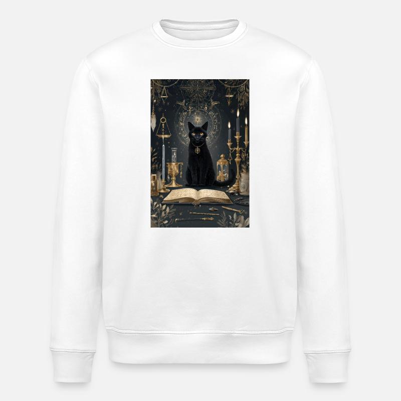 Mitternachtskatzen-Alchemist - Stanley/Stella Unisex Bio-Sweatshirt ROLLER - Weiß