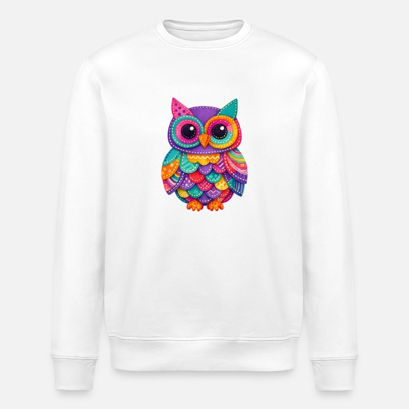 Patchwork Owl Magic - Stanley/Stella ROLLER Unisex Organic Sweatshirt - white