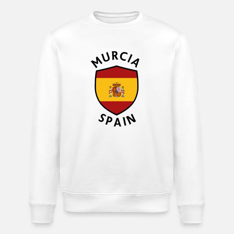 Murcia Shield in Spanish Flag - Stanley/Stella ROLLER Unisex Organic Sweatshirt - white