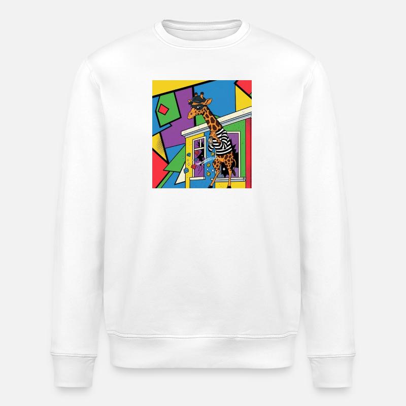 Giraffe Thief Pop Art - Stanley/Stella ROLLER Unisex Organic Sweatshirt - white