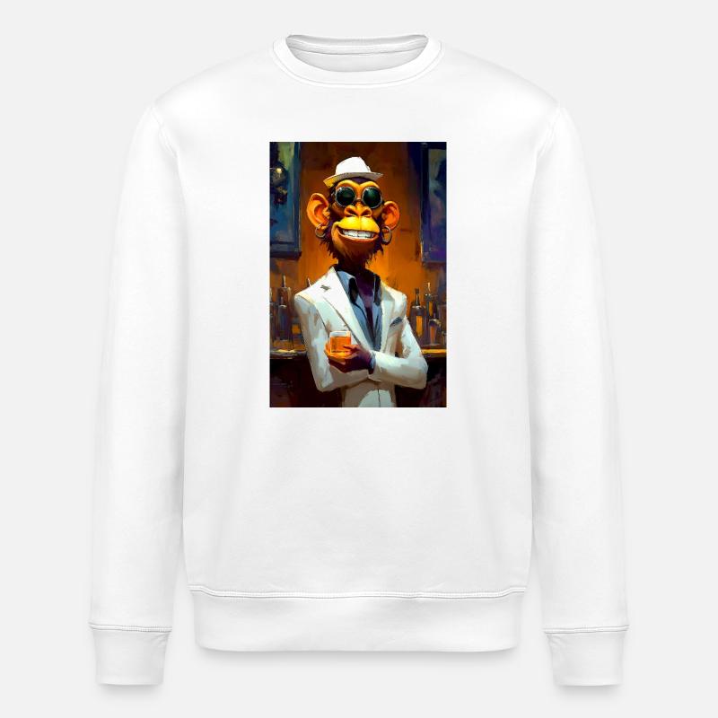Singe en costume au bar - Sweat bio ROLLER Stanley/Stella Unisexe - blanc
