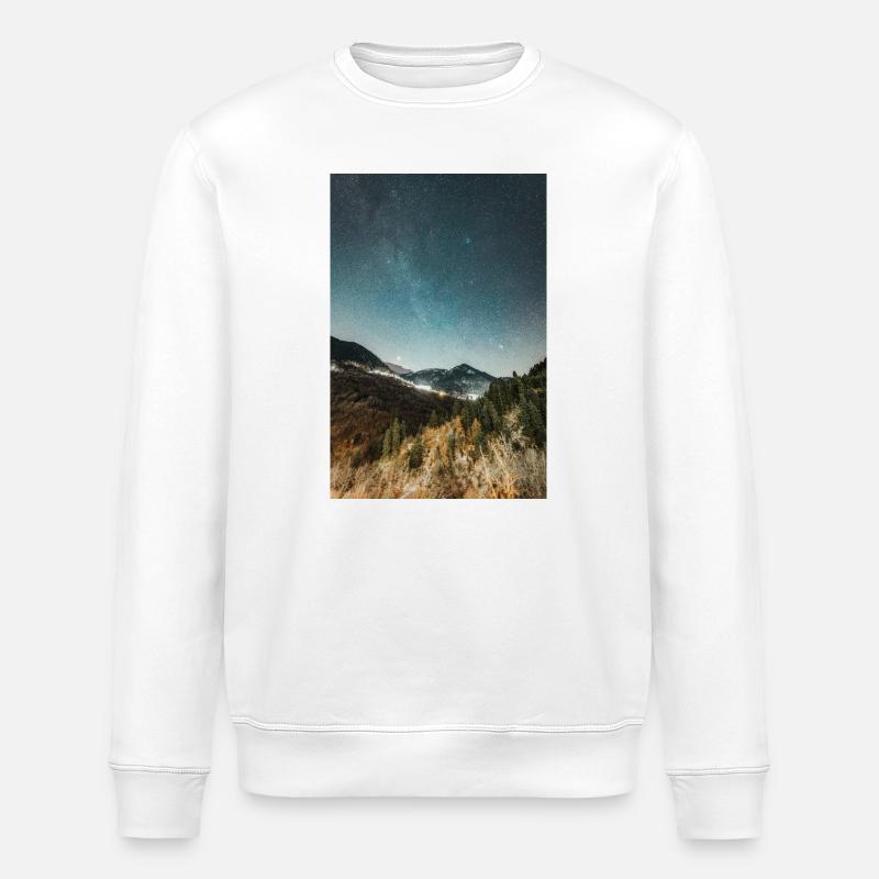 Die Milchstraße oberhalb der Agrafa-Berge - Stanley/Stella Unisex Bio-Sweatshirt ROLLER - Weiß