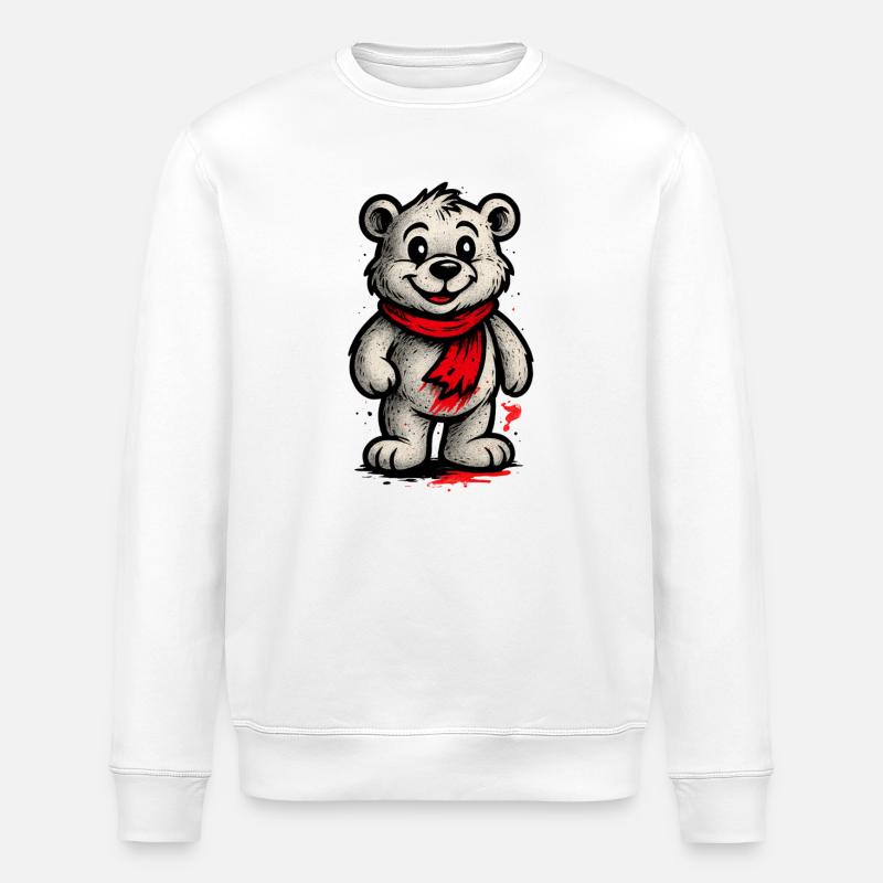 Ours en peaux avec écharpe rouge - Sweat bio ROLLER Stanley/Stella Unisexe - blanc