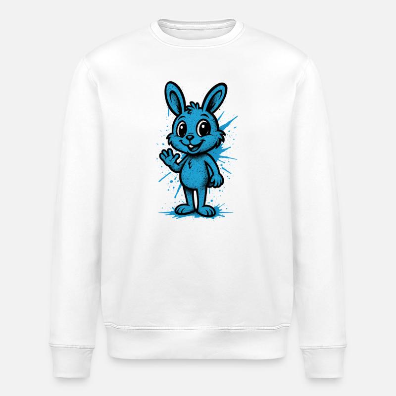 Blauer Spritzhase Grafik - Stanley/Stella Unisex Bio-Sweatshirt ROLLER - Weiß