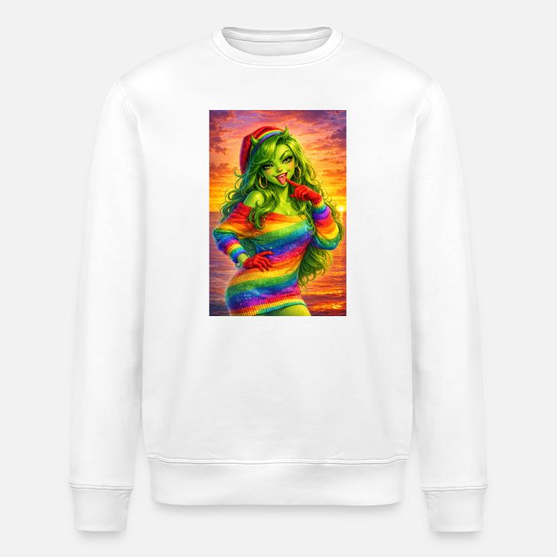 Regenbogen-Girl im Abendlicht - Stanley/Stella Unisex Bio-Sweatshirt ROLLER - Weiß