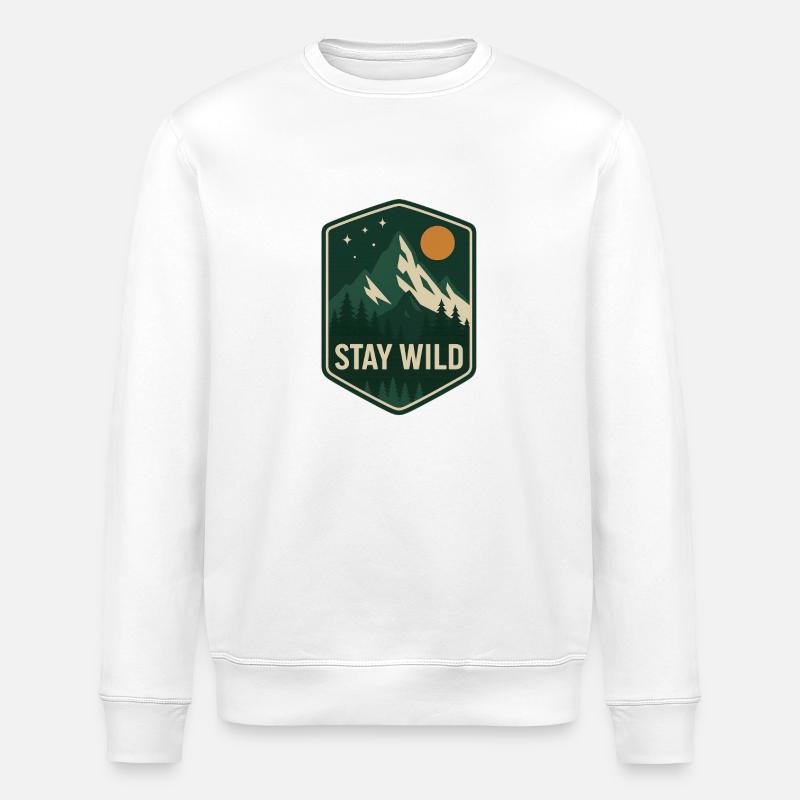Stay Wild Mountain Forest Patch - Stanley/Stella ROLLER Unisex Organic Sweatshirt - white