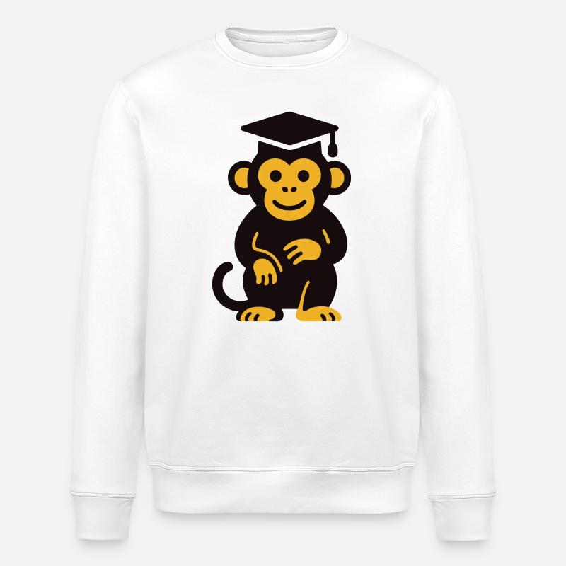Graduation Monkey Icon Tee - Stanley/Stella ROLLER Unisex Organic Sweatshirt - white