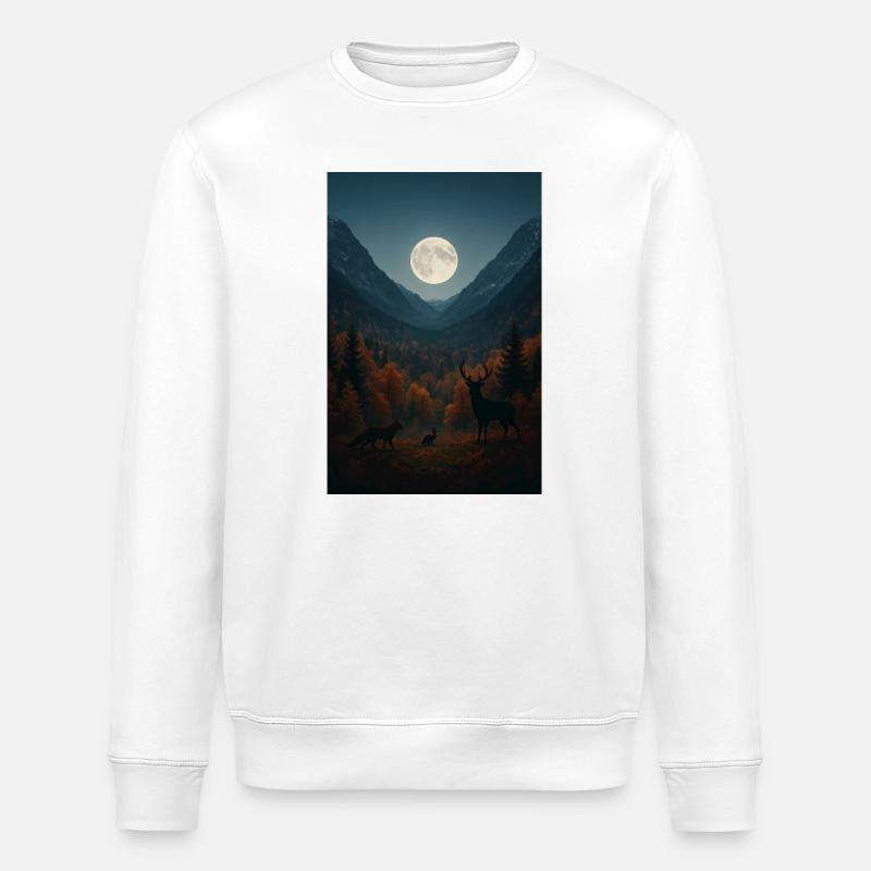 Mondlicht im Waldtal - Stanley/Stella Unisex Bio-Sweatshirt ROLLER - Weiß