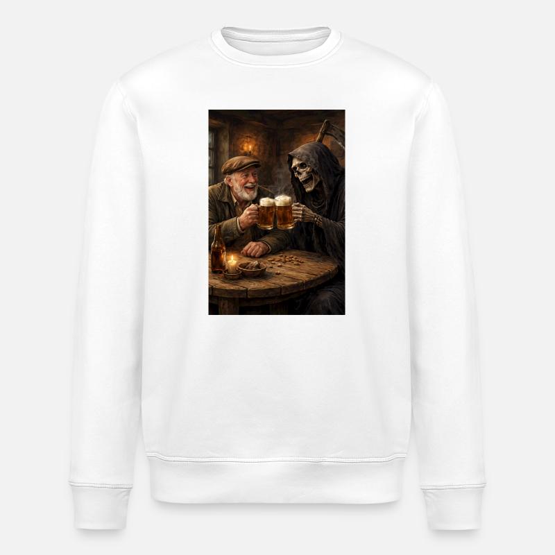 Bier trinken mit dem Tod - Stanley/Stella Unisex Bio-Sweatshirt ROLLER - Weiß