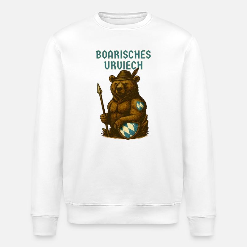 Bayerischer Bär Boarisches Urviech - Stanley/Stella Unisex Bio-Sweatshirt ROLLER - Weiß