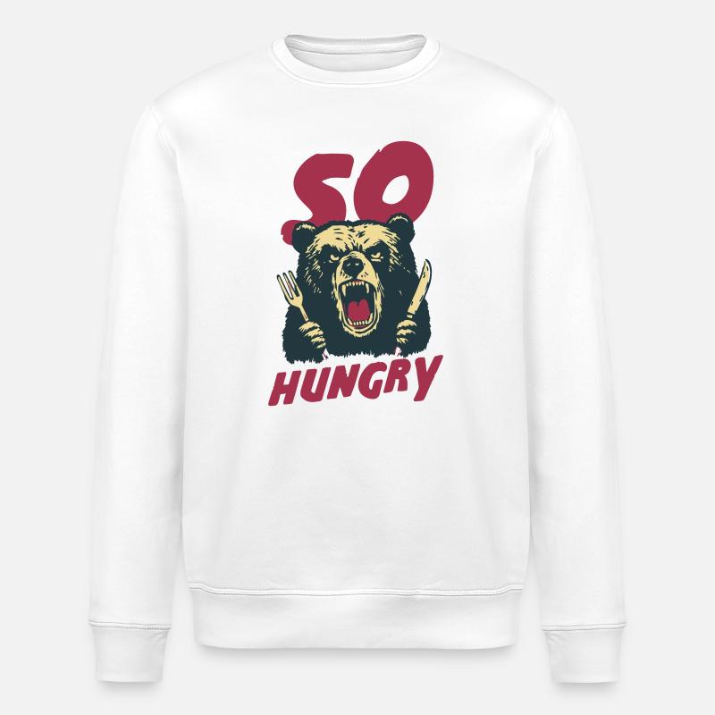 Ours affamé avec des couverts - Sweat bio ROLLER Stanley/Stella Unisexe - blanc