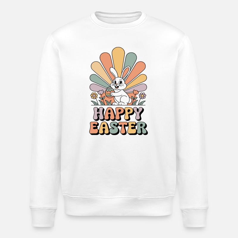 Pastel bunny in Easter rays - Stanley/Stella ROLLER Unisex Organic Sweatshirt - white