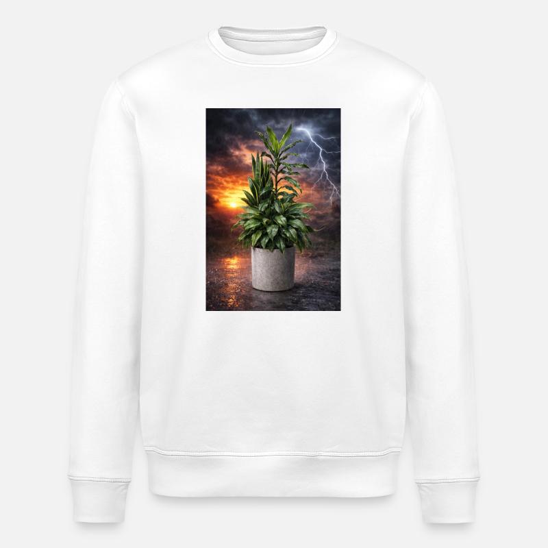 Pflanze im Sturmlicht - Stanley/Stella Unisex Bio-Sweatshirt ROLLER - Weiß