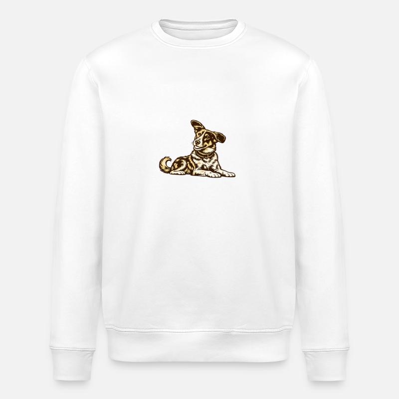 Karamellfarbener Hund liegend - Stanley/Stella Unisex Bio-Sweatshirt ROLLER - Weiß