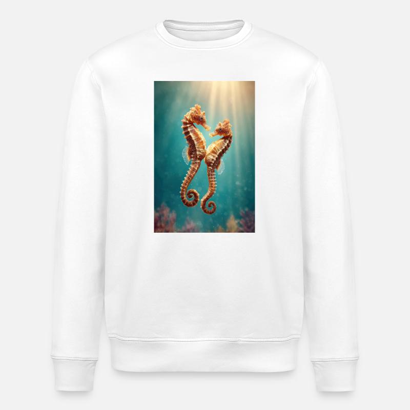 Zwillingsseepferdchen sonnenbeschienen unter Wasser - Stanley/Stella Unisex Bio-Sweatshirt ROLLER - Weiß