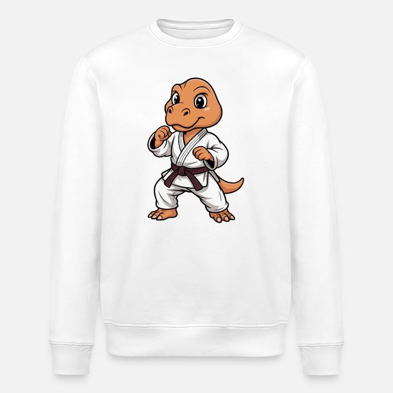 Kampf-Dino im Karate-Gi - Stanley/Stella Unisex Bio-Sweatshirt ROLLER - Weiß