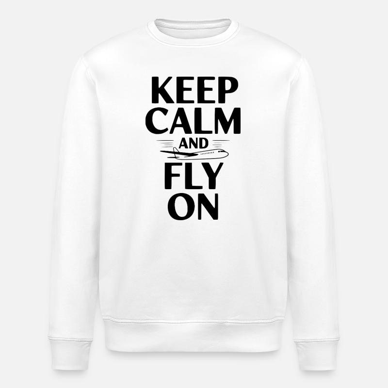 Reste calme et continue - Sweat bio ROLLER Stanley/Stella Unisexe - blanc