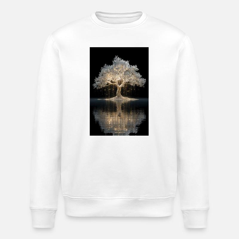 Leuchtender goldener Baum am Wasser - Stanley/Stella Unisex Bio-Sweatshirt ROLLER - Weiß