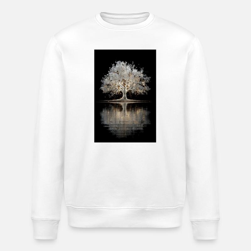 Luminous Silver Tree Glow - Stanley/Stella ROLLER Unisex Organic Sweatshirt - white