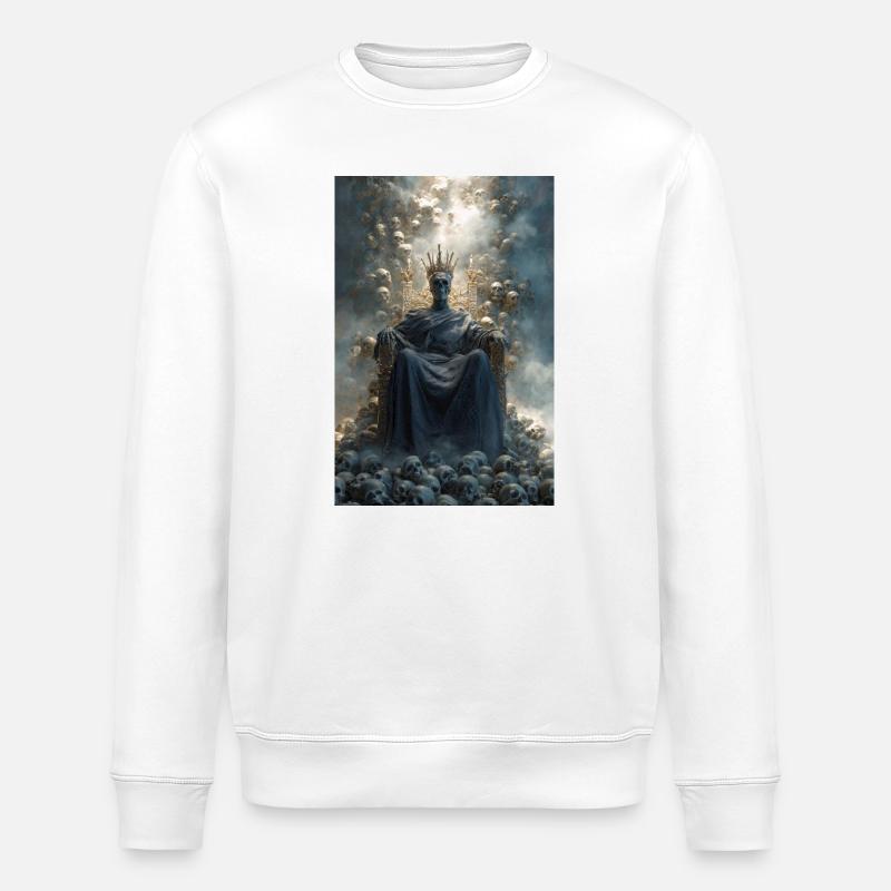 Skull Throne Crowned King - Stanley/Stella ROLLER Unisex Organic Sweatshirt - white
