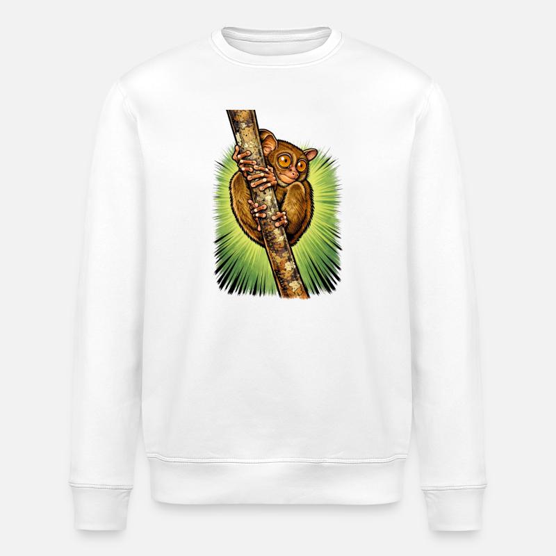 Affe am Ast geklammert - Stanley/Stella Unisex Bio-Sweatshirt ROLLER - Weiß