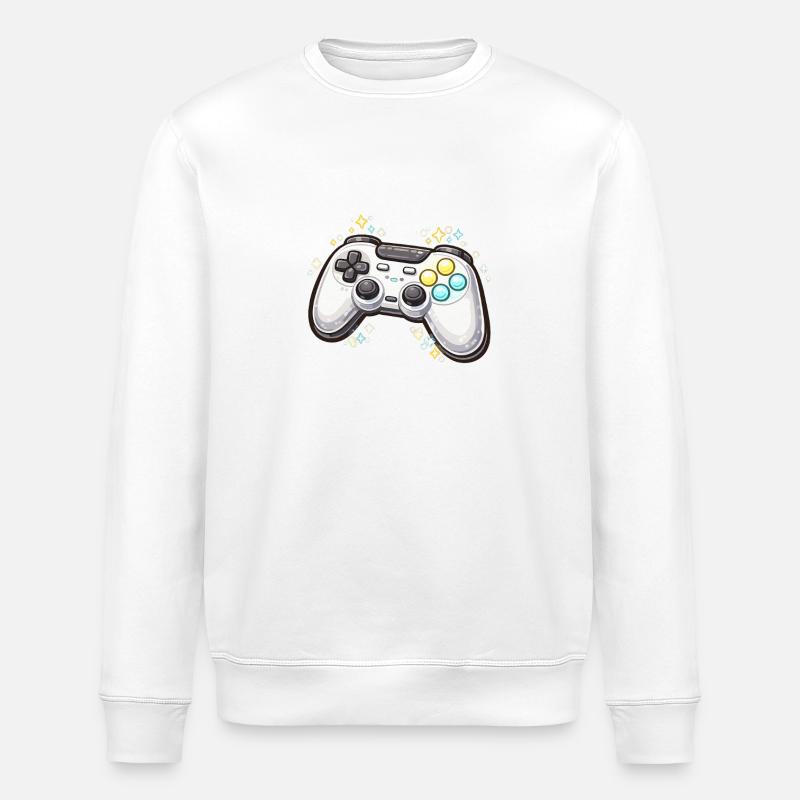 Glowing game controller with stardust - Stanley/Stella ROLLER Unisex Organic Sweatshirt - white