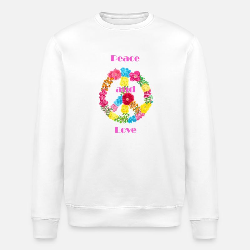Blumen Peace Zeichen - Stanley/Stella Unisex Bio-Sweatshirt ROLLER - Weiß
