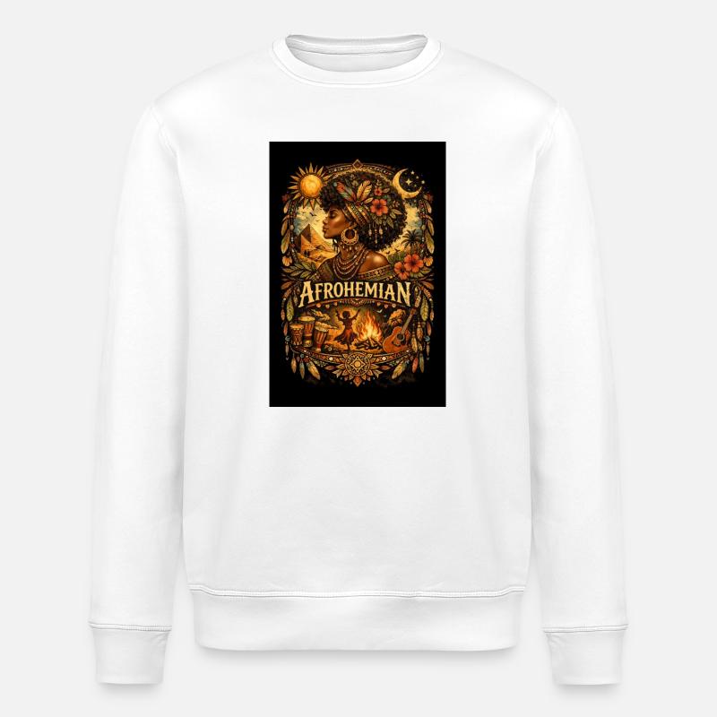 Afrohemisches Feuerritual - Stanley/Stella Unisex Bio-Sweatshirt ROLLER - Weiß