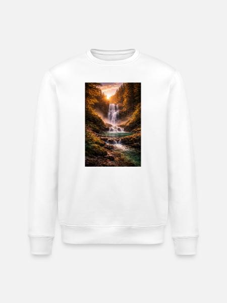 Waterfall in the evening sun - Stanley/Stella ROLLER Unisex Organic Sweatshirt - white