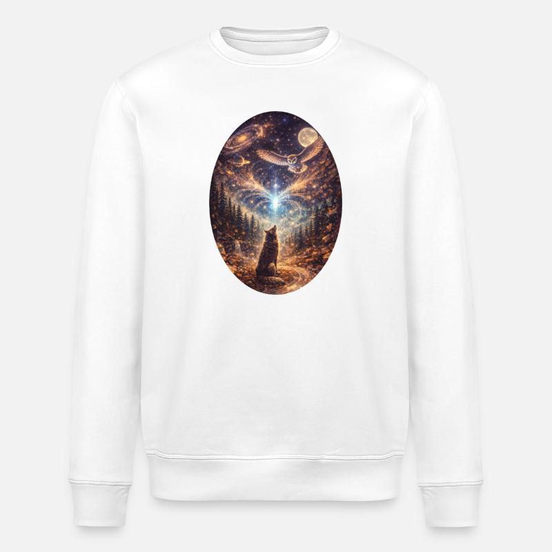 Wolfsruf im Sternenwald - Stanley/Stella Unisex Bio-Sweatshirt ROLLER - Weiß