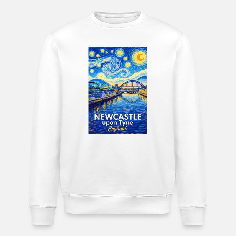 Newcastle Tyne Starry Sky Artwork - Stanley/Stella ROLLER Unisex Organic Sweatshirt - white
