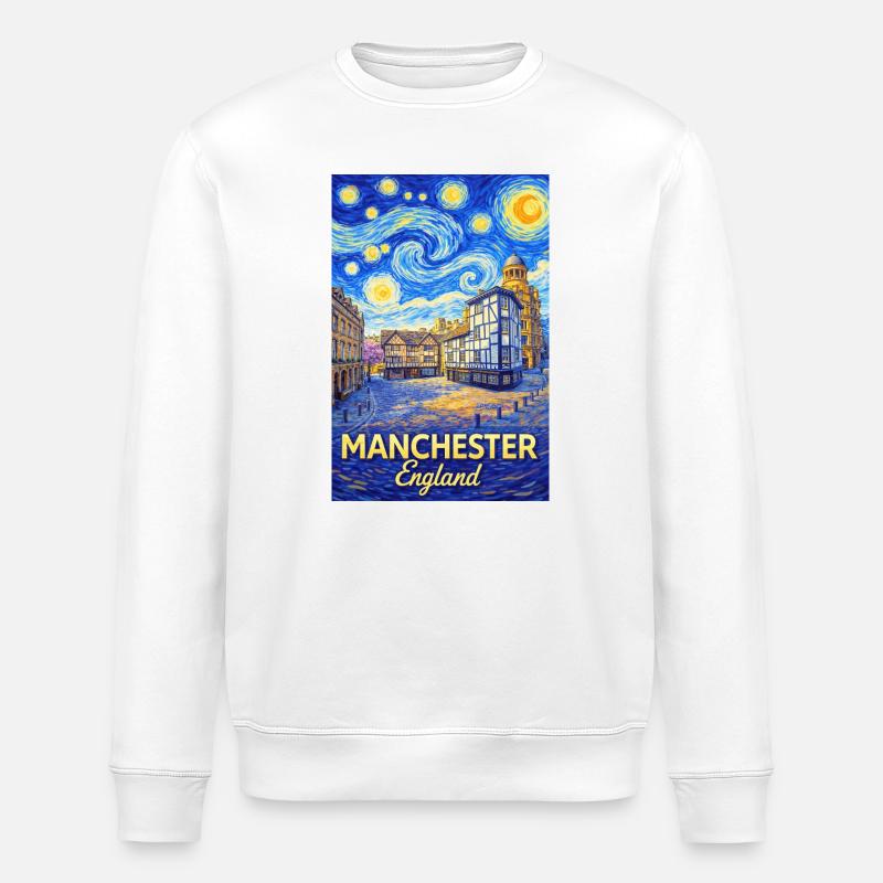 Manchester Angleterre Silhouette nuageuse - Sweat bio ROLLER Stanley/Stella Unisexe - blanc