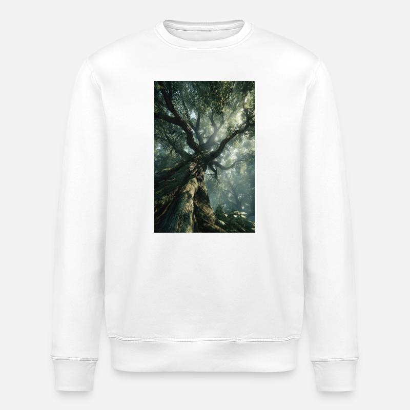 Ancient Forest Light - Stanley/Stella ROLLER Unisex Organic Sweatshirt - white