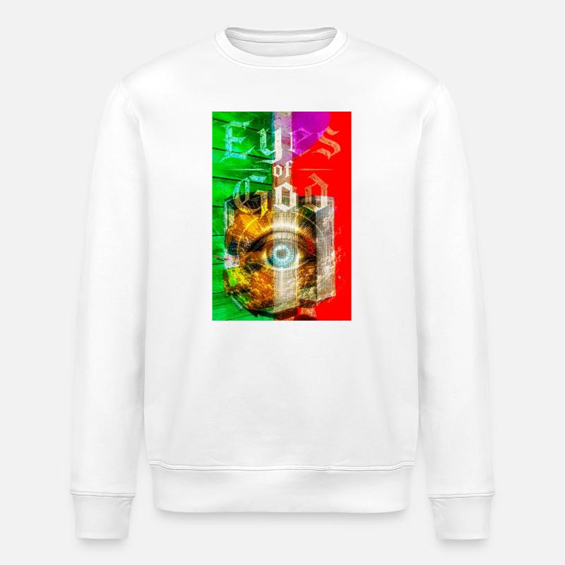 Œil néon dans Metal Circle - Sweat bio ROLLER Stanley/Stella Unisexe - blanc