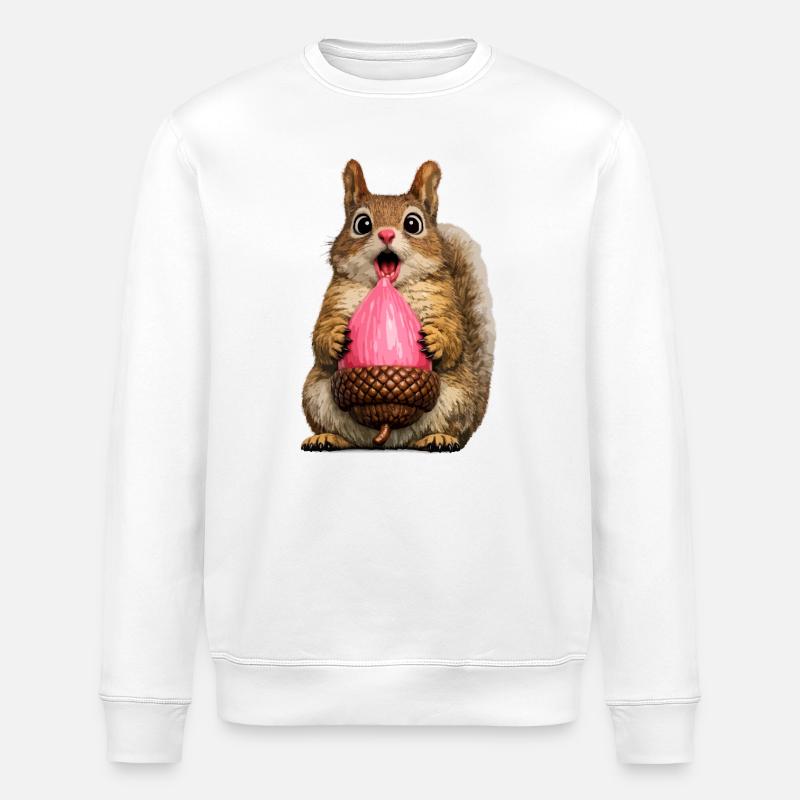 Clin d’œil Écureuil Gland Rose - Sweat bio ROLLER Stanley/Stella Unisexe - blanc